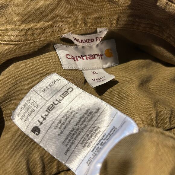 Carhartt Men Button Down Shirt Rugged Flex Relax Cotton Brown Size XL Workwear - Picture 7 of 7